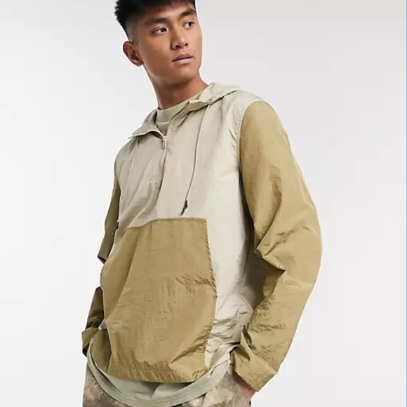 ASOS DESIGN nwt overhead windbreaker in stone m - Picture 2 of 4